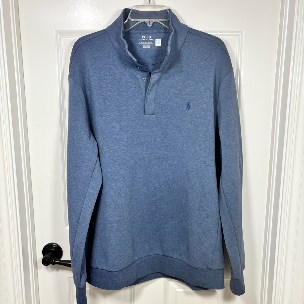 Polo Ralph Lauren Long Sleeve Snap Mock Neck Pullover Men’s XL Blue